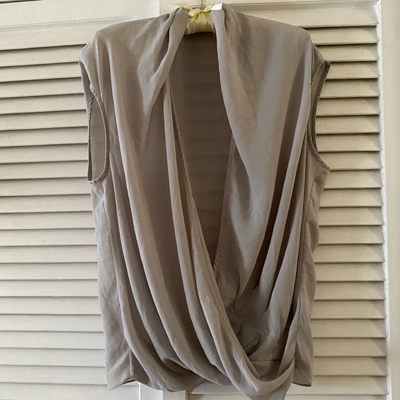 HELMUT LANG SOFT GRAY FAUX WRAP TWIST TOP Medium - Picture 4 of 11